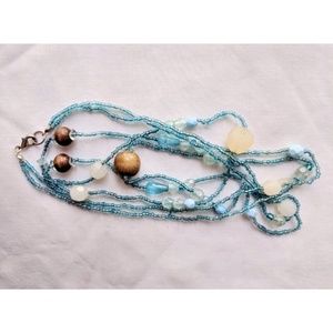 2 Tiered Natural Wood & Acrylic Beaded Necklace